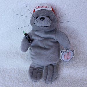 COCA COLA SEAL in BASEBALL CAP VTG Bean Bag‎ Plush Toy Stuffed #0107 NWT 1997